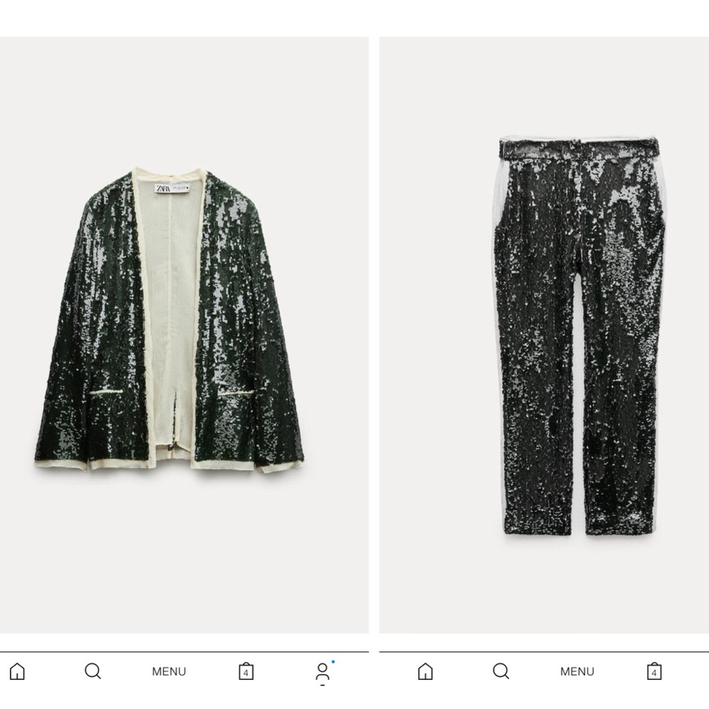 Zara sequin pants suit